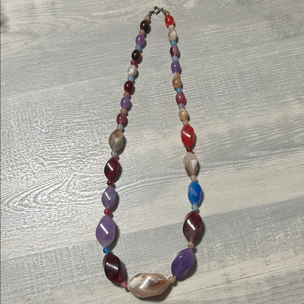 Multi Color Acrylic Beaded Necklace 24"
